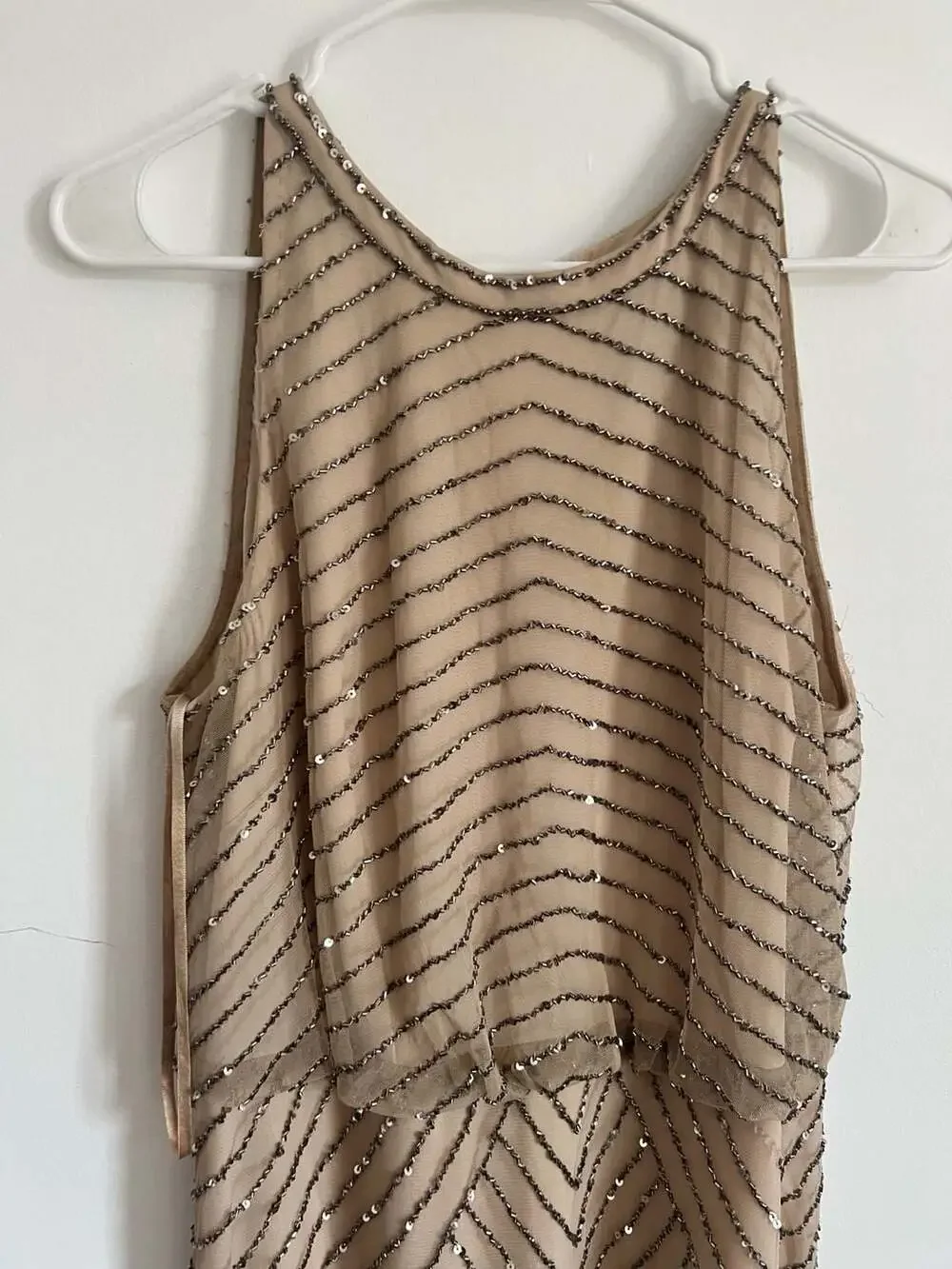 Adrianna Papell Madigan Art Deco Beaded Halter Blouson Gown - Picture 4 of 12